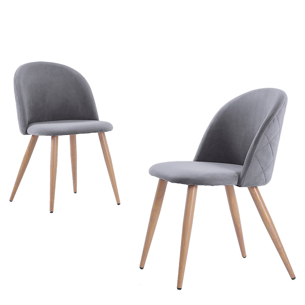 2x Dining Chairs Velvet Soft Padded Seat Metal Legs High Back Restaurant Chair 