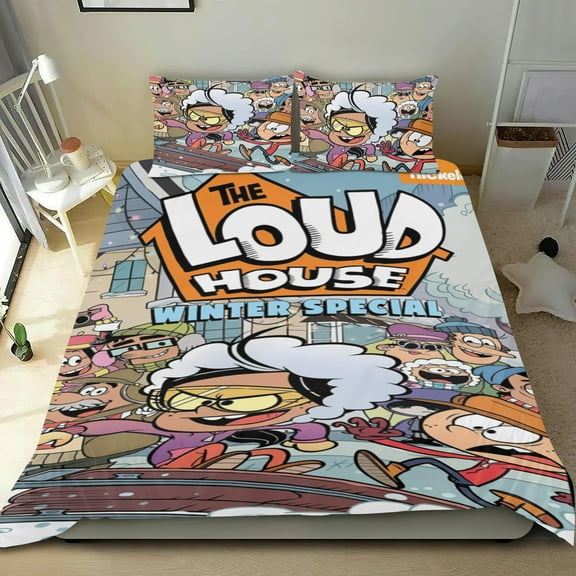 loud house season Themed Bed Sheet Set Three Piece Set 53x79 In ches Comfortable And Skin Friendly Unique Design Creating A Star Studded Night Home Decor Gifts For Family Friends fans