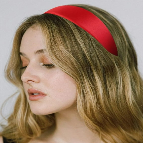 Cute Red Headband for Women - 11 Inch Wide Thick Satin Hair Accessories - Non Fashionable Headband for Girls