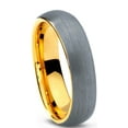thumbnail image 2 of Charming Jewelers Tungsten Wedding Band Ring 5mm for Men Women Comfort Fit 18K Yellow Gold Plated Plated Domed Brushed Lifetime Guarantee Size 12.5, 2 of 5