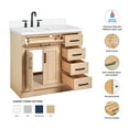 thumbnail image 3 of Ariel Hepburn 37 Inch Single Oval Sink Bathroom Vanity With Pure White Quartz Countertop 1.5 Inch Edge In Oak, 3 of 10