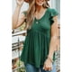 thumbnail image 2 of Blusa de manga corta con volantes para mujer, informal, con cuello en V, dobladillo suelto, blusa de manga corta para primavera y verano, verde, XXL, 2 of 8