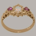 thumbnail image 3 of LBG British Made 9k Rose Gold Natural Opal & Pink Tourmaline Womens Anniversary Ring - 33 size options - Size 9, 3 of 9