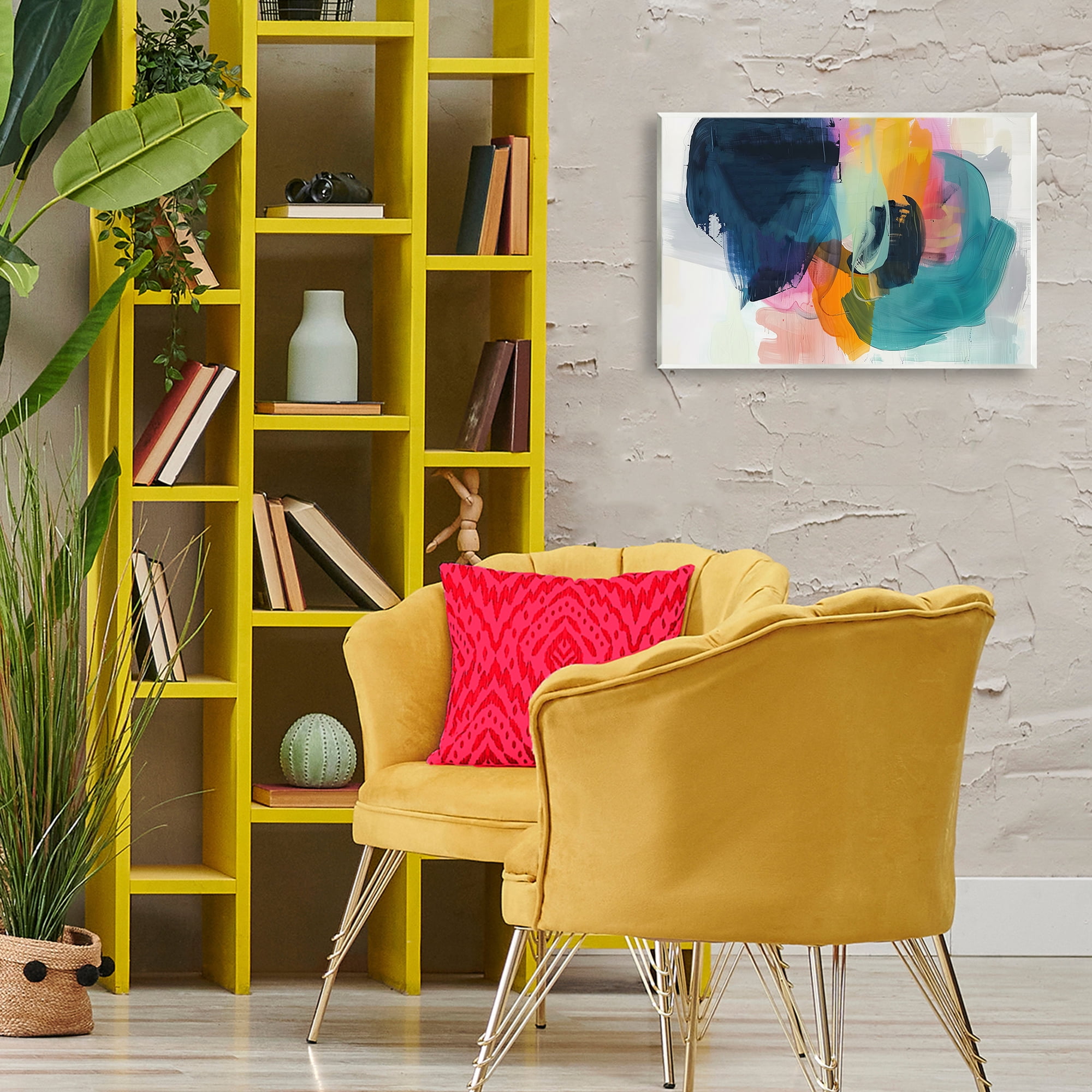 Stupell Industries Bold Hue Paint Strokes Abstract Painting Unframed Art Print Wall Art, 19 x 13