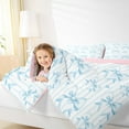 thumbnail image 4 of Manfei Kawaii Bow Bedding Comforter Set,Girls Bow Knot Twin Comforter Sets,Blue Stripes Lines Bedding Set,Breathable Bedroom Decorative Reversible,2 Pieces, 4 of 8