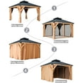 thumbnail image 6 of Pinypikaka Hardtop Wood Gazebo 10'x10' for All Weather, with Double Metal Roof, Heavy Duty Wooden Frame, Net, Curtain, Permanent Building for Patio, Deck, Backyard, Lawn, Garden, 6 of 6