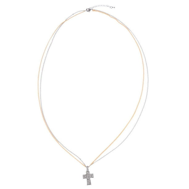 Collar Cruz de Cobre Joya de Moda Atractivos Religioso de Cumpleaños Plata
