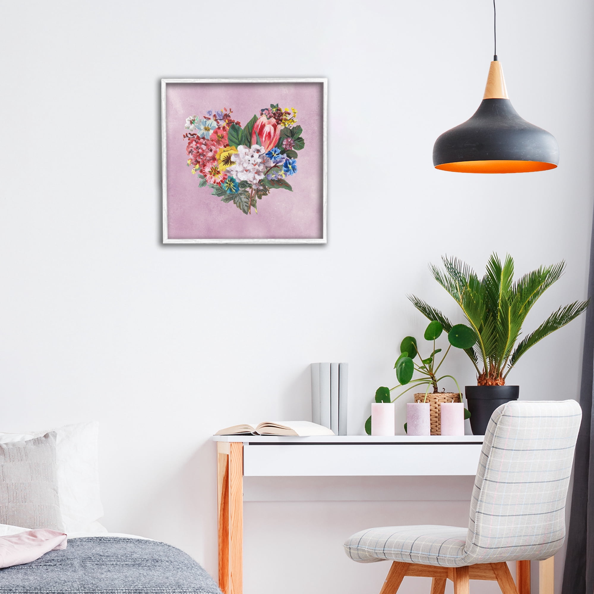 Stupell Industries Heart Shaped Garden Blooms White Framed Giclee Art, design by Melissa Wang