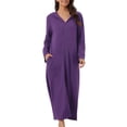 thumbnail image 1 of INSPIRE CHIC Bata de Noche con Cremallera para Mujeres, Bata Larga de Casa, Sudadera con Capucha de Manga Larga, Ropa de Estar en Casa con Bolsillos, Talla S, Púrpura Profundo, 1 of 6