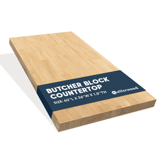 allforwood 60''L x 36''W x 1.5''Th Hevea Solid Wood Butcher Block Countertop, Butcher Block Table Top for DIY Washer Dryer/Island/Kitchen Countertop (Natural Color Finished)