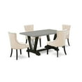 thumbnail image 2 of East West Furniture V696FR102-5 5 Piece Dinette Set for 4 Includes a Rectangle Dining Table with V-Legs and 4 Light Beige Linen Fabric Parson Dining Room Chairs, 36x60 Inch, Multi-Color, 2 of 10