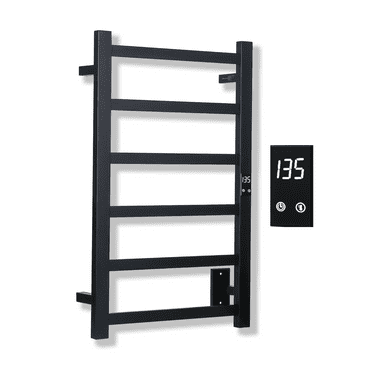 Topdattion Electric Towel Warmer | Super Thin | Hardwired & Plug-in | 6 Bar Matte black