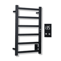 Topdattion Electric Towel Warmer | Super Thin | Hardwired & Plug-in | 6 Bar Matte black