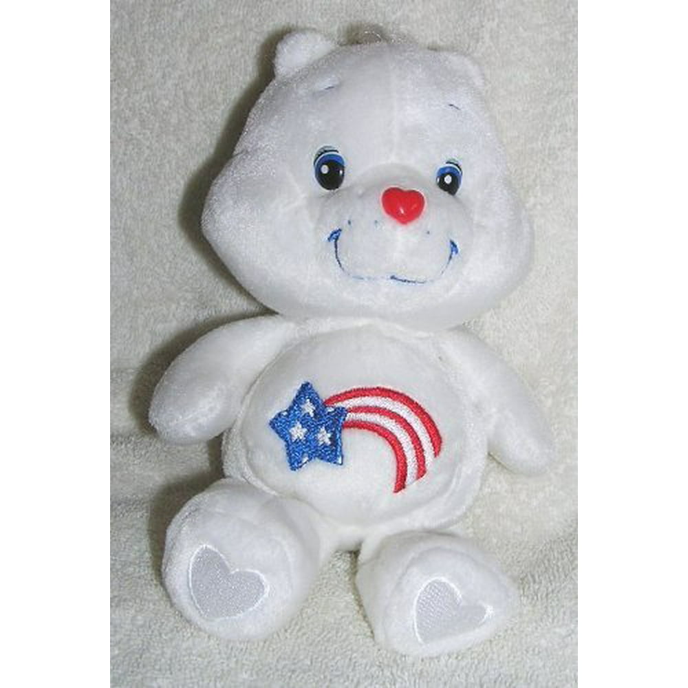 2002 Care Bears 8 Plush America Cares Bear Bean Bag Doll Anniversary