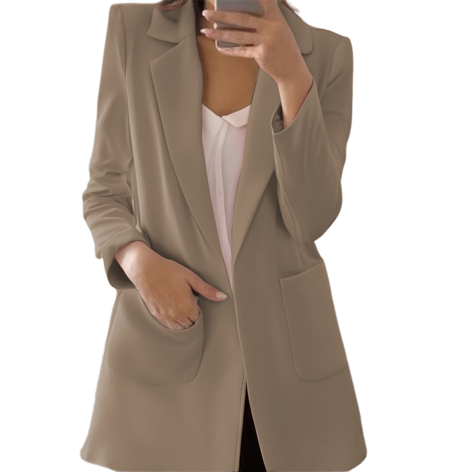 Huaizzzy Ladies Long Sleeve Solid Color Jacket for Women Casual
