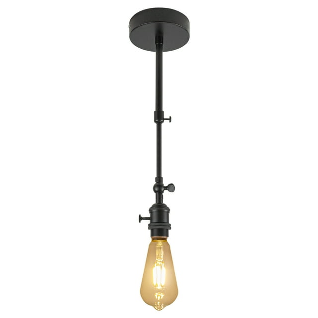 FSLiving RV Adjustable Telescoping Rod Wall Light with 3-Way Socket 12V Retro Matte Black Decorative Light Ceiling Light Hallway Light Fixtures,E26 Semi Flush Mount for RV Camper - 1 Light