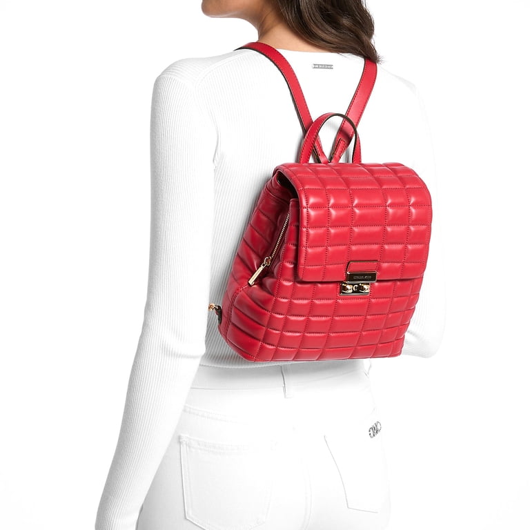 MICHAEL Michael Kors Tribeca Small Quilted Leather Backpack in Oxblood - NWT Tribeca Small Quilted Leather Backpack in CRIMSON - Sale  main image 3