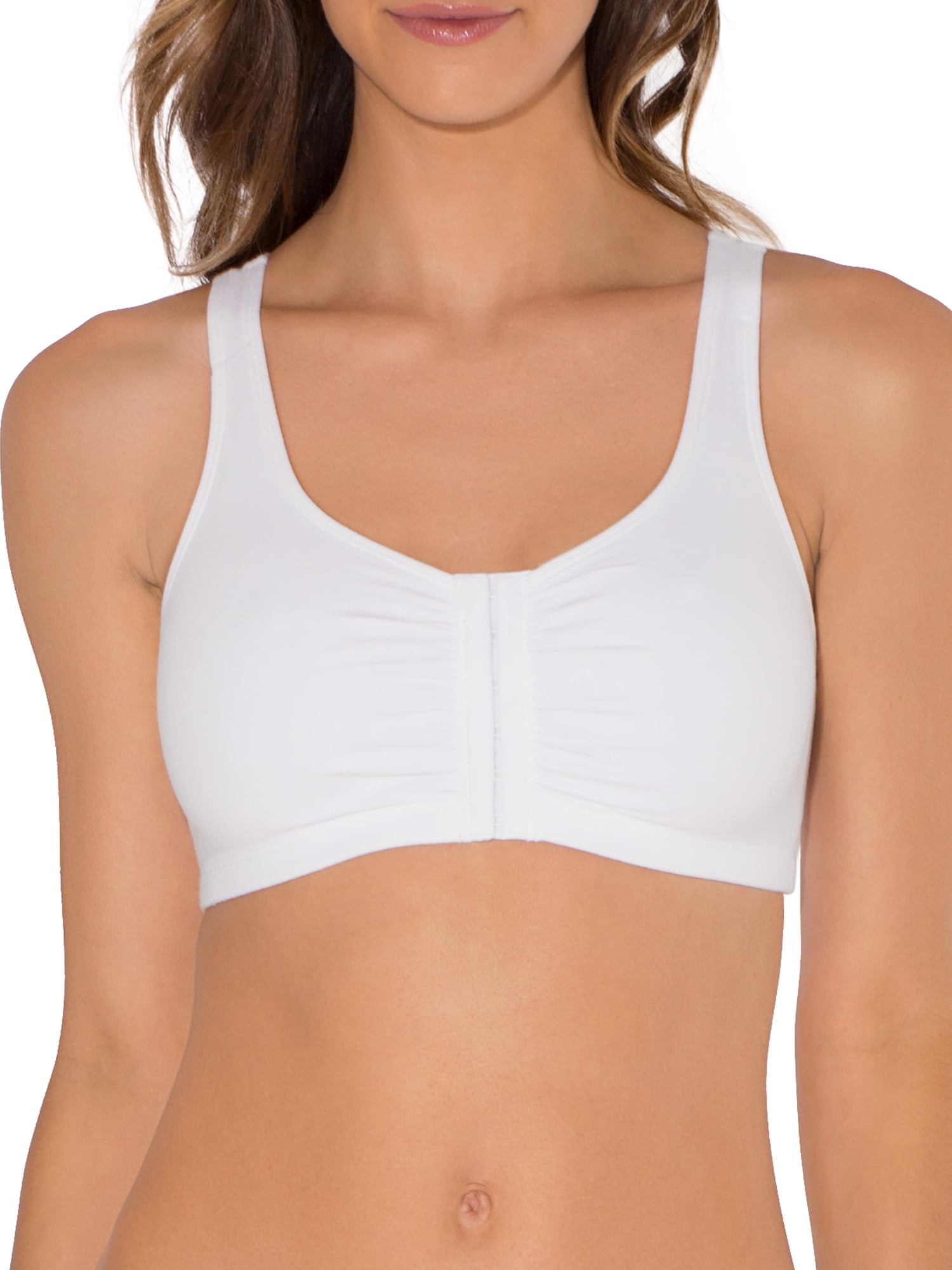 Fruit of The Loom Women's Comfort Front Close Cotton Sports Bra, 2 Pack