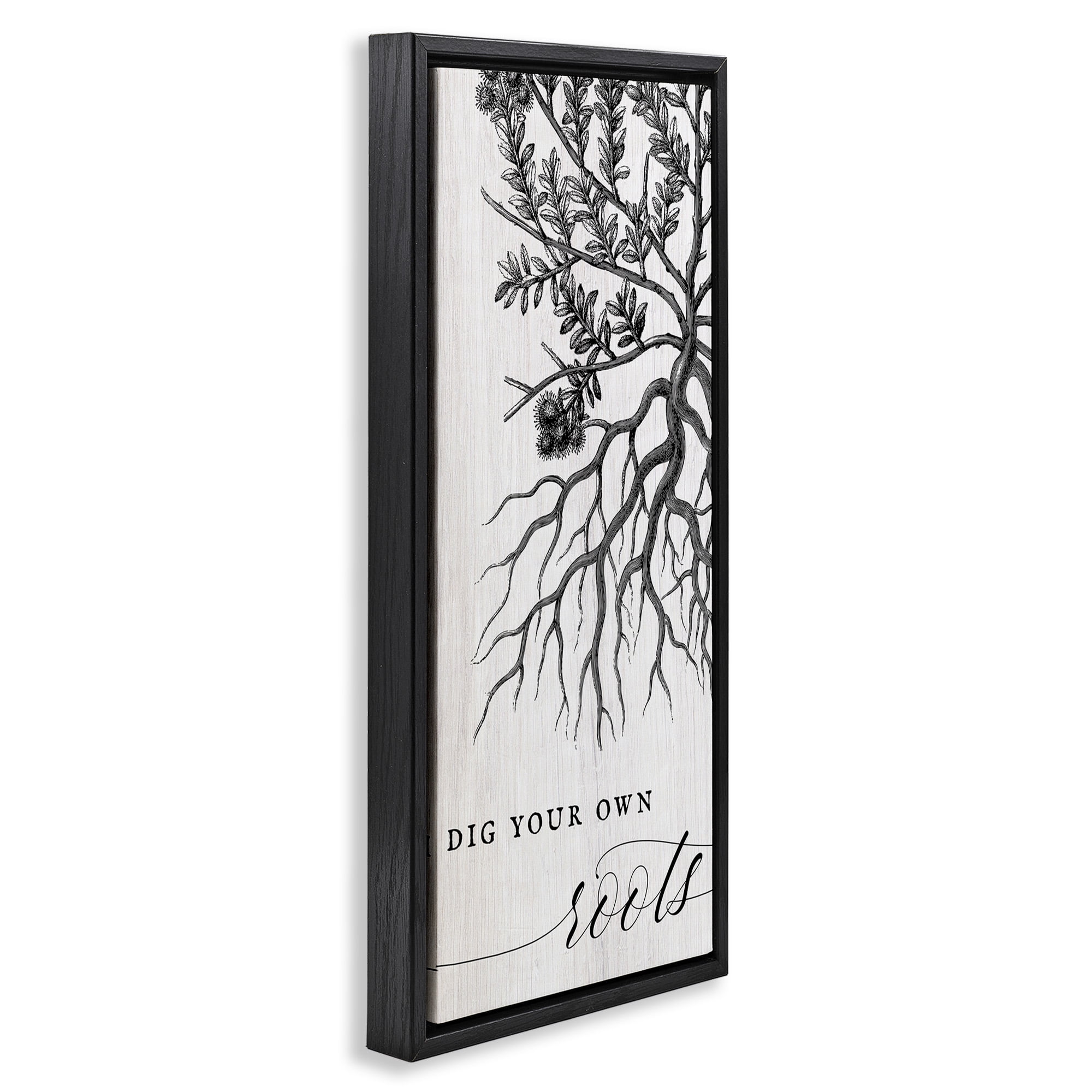 Stupell Industries Dig Your Own Roots Empowering Inspirational Painting Black Floater Framed Canvas Art Print Wall Art, 15 x 31