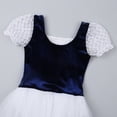 thumbnail image 5 of iEFiEL Kids Girls Ballerina Short Sleeve Lace Up Ballet Dance Tutu Dress Velvet Gymnastic Modern Navy Blue L, 5 of 7