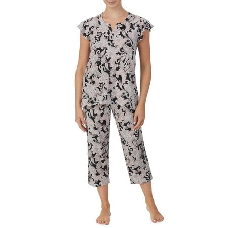 

Ellen Tracy Short Sleeve Notch Neck Paisley Pajamas (Women s or Women s Plus) 2 Piece Set