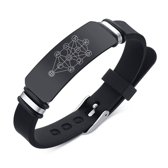 Black Astrological Kabbalah Jewelry, Sephiroth Tree of Life Silicone Bracelet, Occultic Kabbalistic Energy Wristband, Mysterious Astrology Talisman Bangle