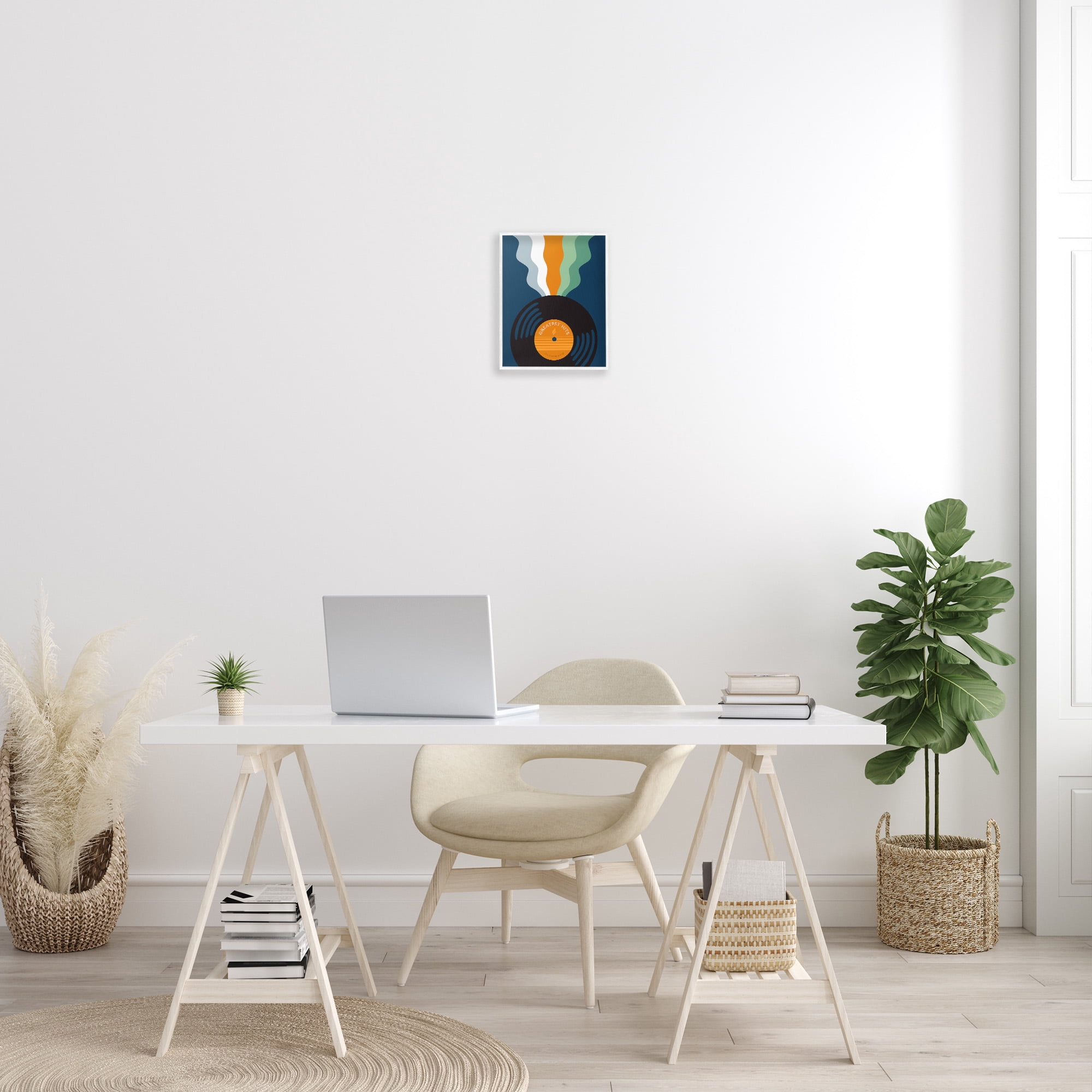 Stupell Industries Groovy Vinyl Record Novelty Painting White Framed Art Print Wall Art, 11 x 14