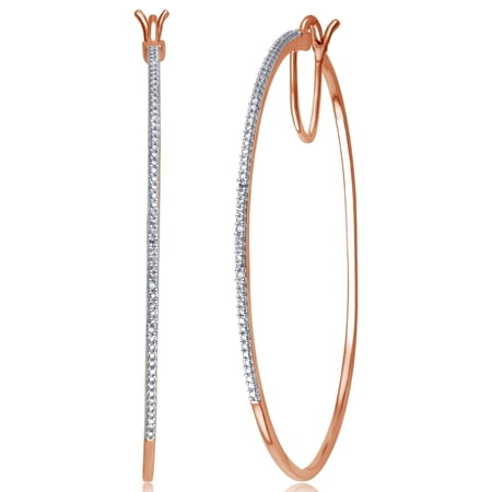 Arista Round Diamond Accent Women's Hoop Earrings in Rose Gold over Brass