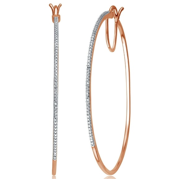 Arista Round Diamond Accent Women's Hoop Earrings in Rose Gold over Brass