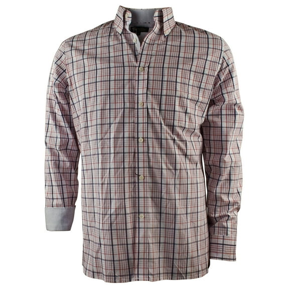 Men's Checked Print Long Sleeve Oxford Shirt Large