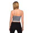 thumbnail image 3 of Women's V Neck Sleeveless Lace Rib Seamless Cami Tank Top T1392 - Charcoal - Medium, 3 of 6