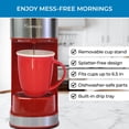 thumbnail image 4 of Kenmore Single Serve Coffee Maker & Stainless Steel Travel Mug, Capsule/Pod & Ground Coffee Brewing, K Cup Compatible, Hot & Iced Coffee Machine, 6 to 14 Oz Brew Sizes, Auto Shut-Off, Red, 4 of 8