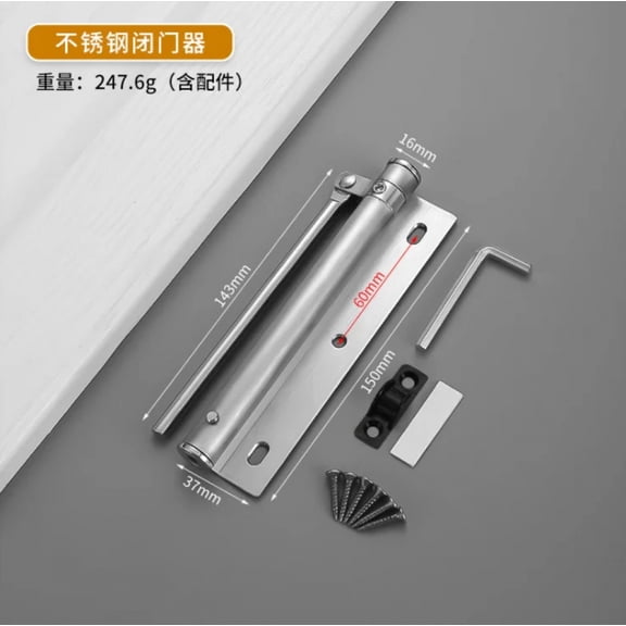 Adjustable Door Closer Aluminum Alloy Automatic Spring Soft Close Fire-proof Heavy Duty Hardware WF