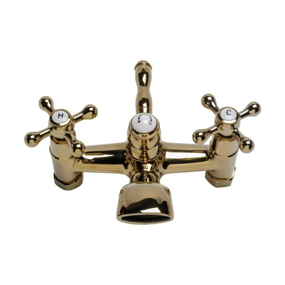 Gold Tub Shower Center-Set Faucet Bathroom bathtub Tap 6", Brass 2-Cross Handle| Renovators Supply