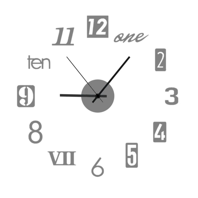 Wall Clock Sticker Set with Acrylic Mirror Face and Quartz Movement for Living Room Decor 40 cm Diameter