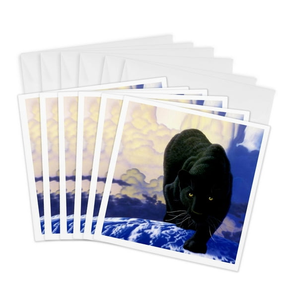 3dRose, Black Panther, 6 Greeting Cards with envelopes