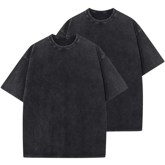 Dagegui 2 Pack Summer Cotton T-Shirts for Men and Women Casual Crew Neck Short Sleeve Tees Unisex Solid Color Summer Tops Black,XXL