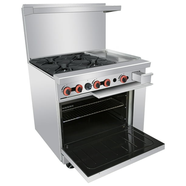 Heavy Duty 36’’ 4 Burner Range With 12’’ Griddle and Standard Oven