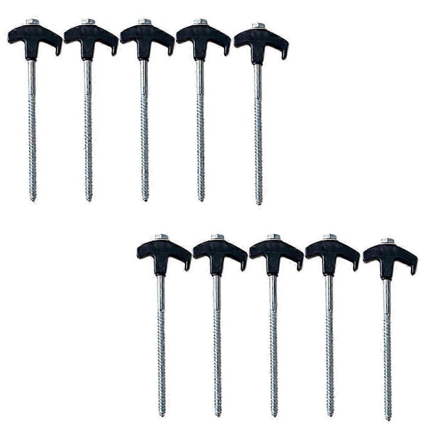 Black Screw-Type Tent Spikes, Tent Spikes, Metal Threaded Tent Spikes, Heavy-Duty Tent Spikes