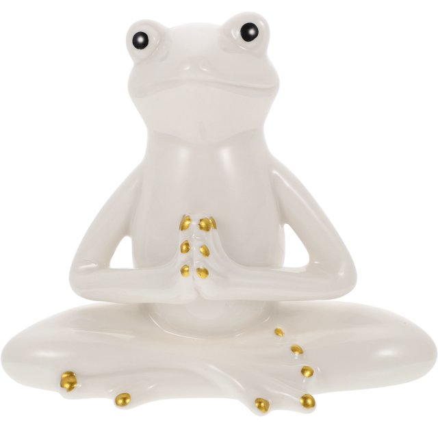 MasteelfCA Ceramic Tea Pet Adorable Yoga Frog-shape Tea Pet Ceramic Crafts Desktop Ornament