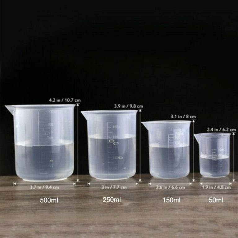 500ml Plastic Graduated Measuring Ounce Cup Lab Beaker Liquid Jug  Transparent