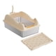 thumbnail image 1 of Caja de arena abierta Bandeja de arena para mascotas con parte superior abierta Entrada baja Gran capacidad Portátil para gatos Caqui con estera, 1 of 9
