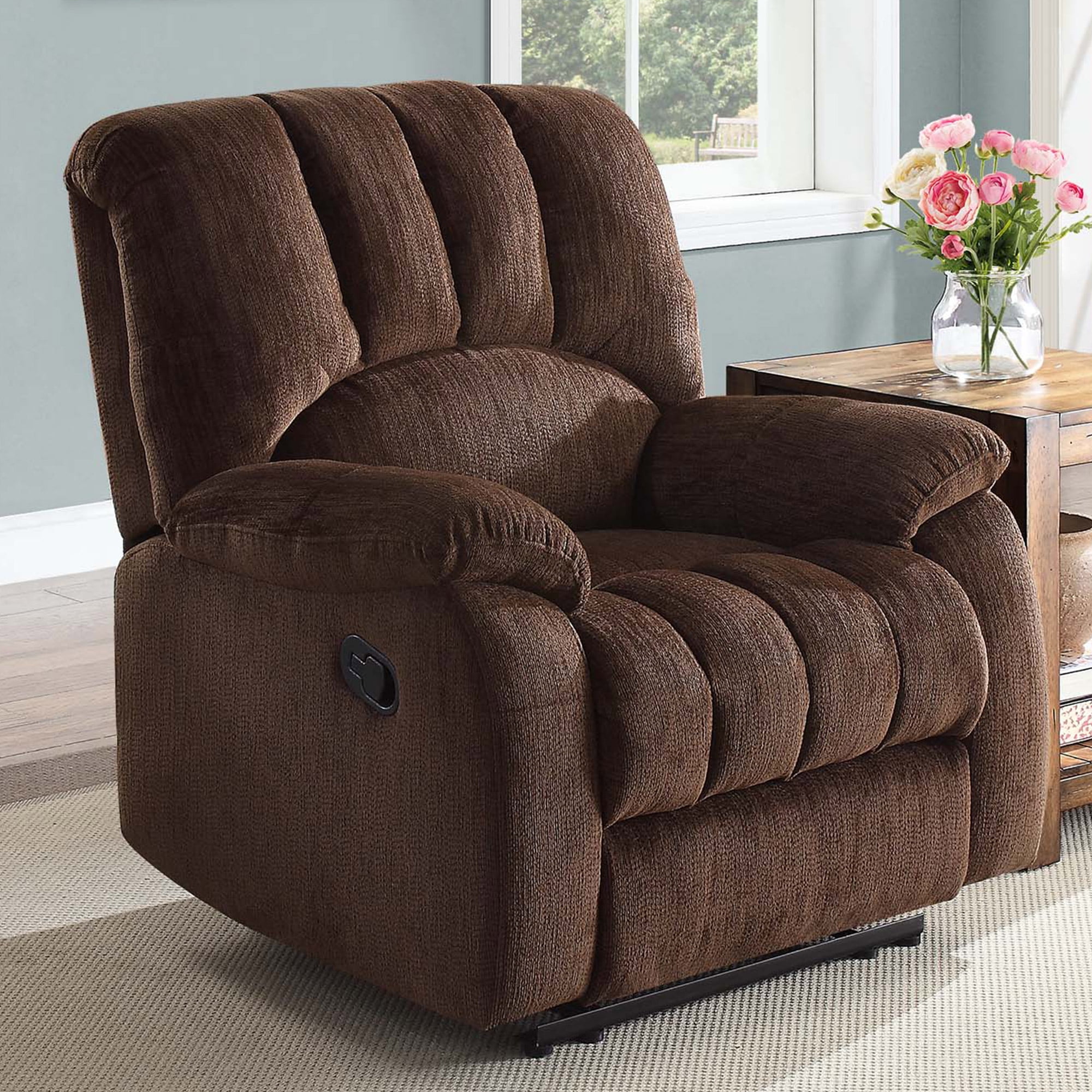 mainstays recliner with pocketed comfort coils brown fabric  walmart