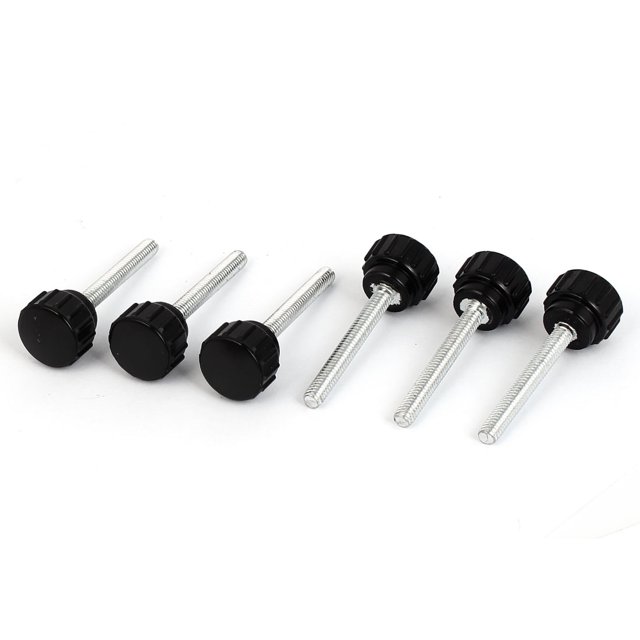 M4x30mm Rosca Macho Diámetro de Cabeza de 14mm Perilla de Sujeción Recta Redonda con Agarre Estriado 5pcs