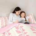 thumbnail image 5 of jejeloiu Modern Minimalism Artistic Full Size Comforter Sets,Pink Leaf Print Bedding Sets For Girl Kids Reversible 3-Piece, 5 of 8