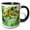 Black/White, variant on 3drose, Colorful Bucket of Impressionistic Flowers, 15oz Two-tone Blue Mug