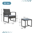 thumbnail image 6 of Orange-Casual 3 Piece Outdoor Modern Bistro Set, Wicker Conversation Set, Patio Rattan Chair Set, Patio Furniture Set with Coffee Table, Garden (Grey), 6 of 6