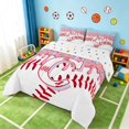 thumbnail image 3 of Manfei Cartoon Baseball Queen Comforter Set, Kawaii Letter CComforter Sets Queen, Pink Light Blue C, Polka Dots Reversible 3pcs 1 Comforter and 2 Pillowcases, 3 of 6