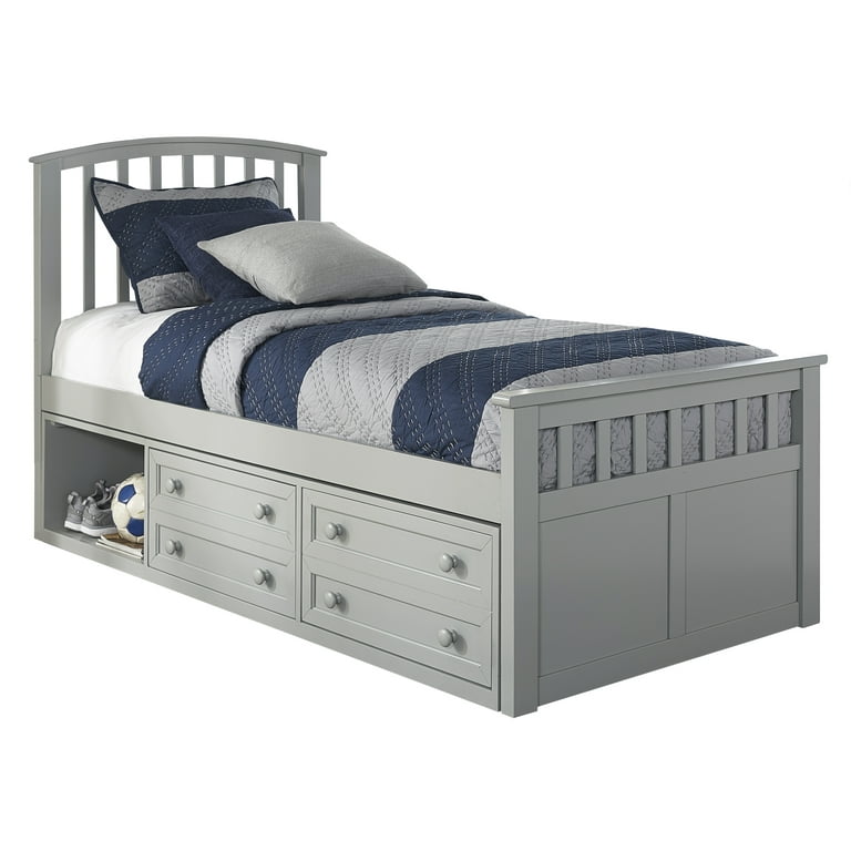 Hillsdale Furniture Schoolhouse 4.0 Charlie Captain s Twin Bed 1 Storage Unit Gray