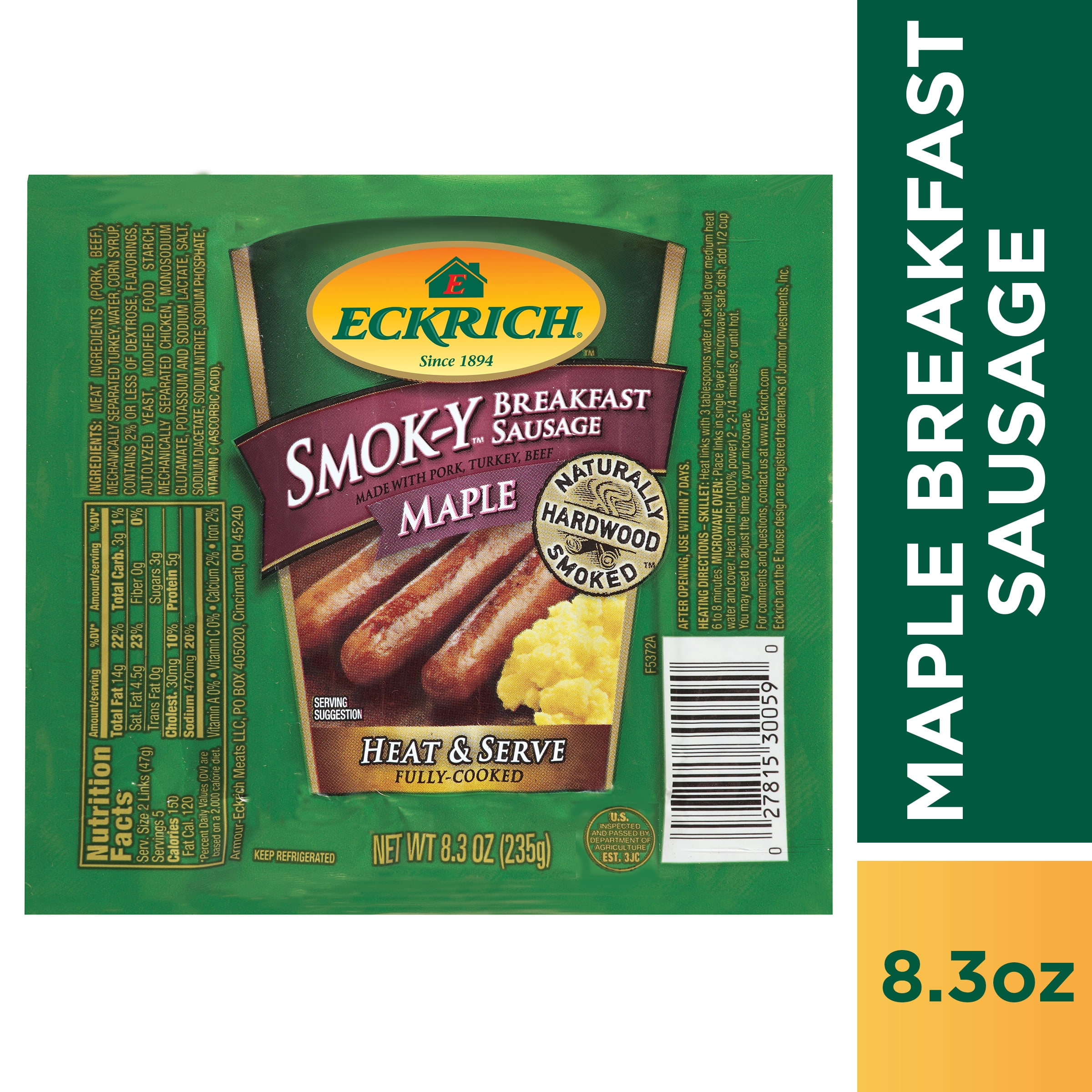 Eckrich SmokY Maple Breakfast Smoked Sausage Links, 8.3 oz